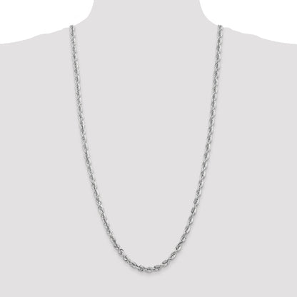 14k White Gold 30 inch 5.5mm Diamond-cut Rope with Lobster Clasp Chain Necklace