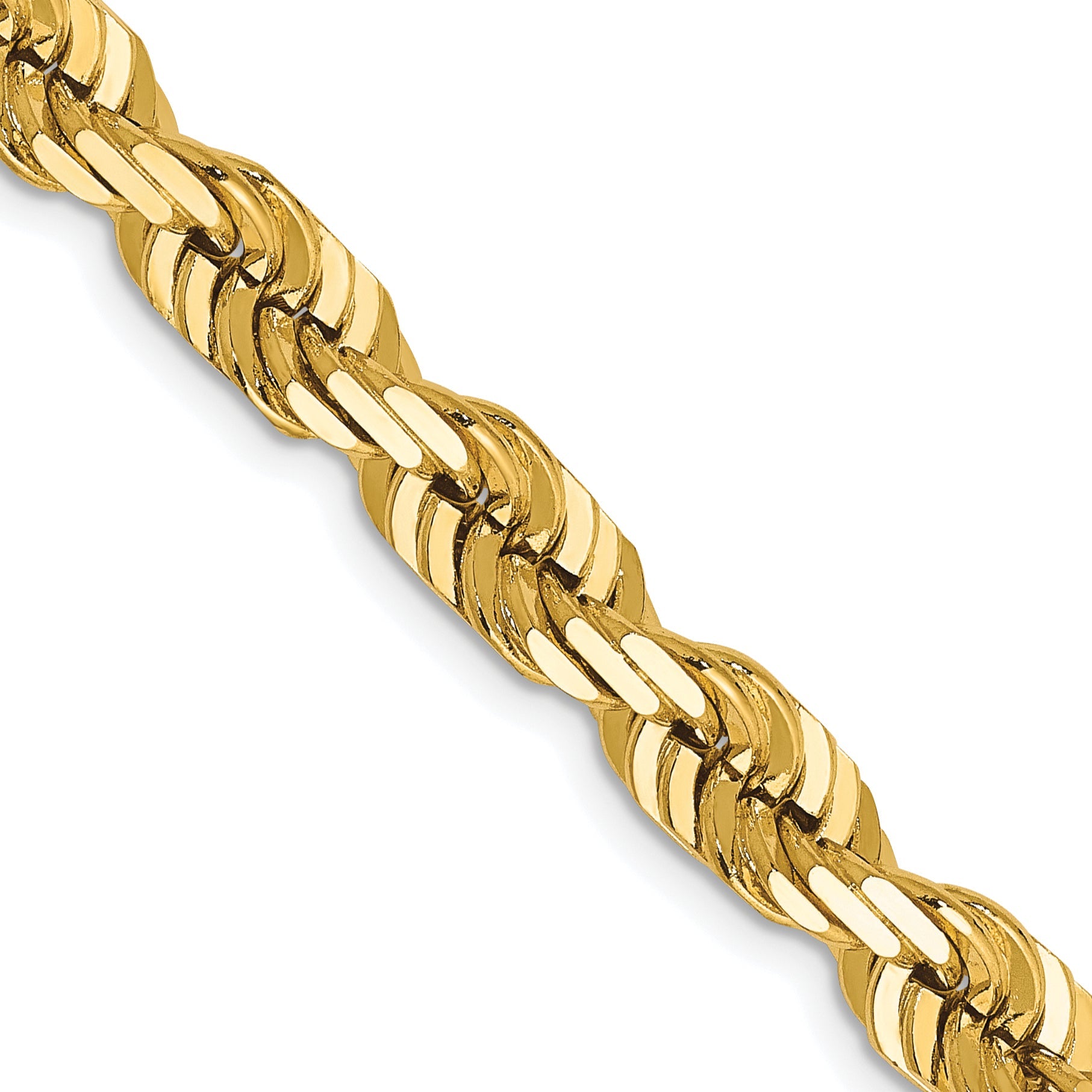 14k Yellow Gold 24 inch 6.5mm Diamond-cut Rope with Fancy Lobster Clasp Chain Necklace