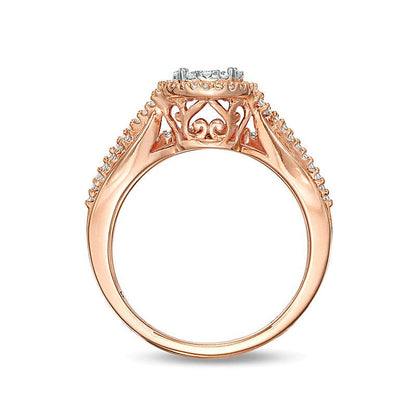0.38 CT. TW Composite Diamond Crossover Shank Bridal Set in 10K Rose Gold