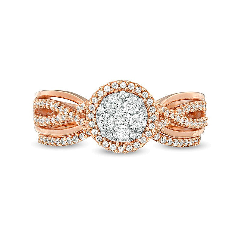0.38 CT. TW Composite Diamond Crossover Shank Bridal Set in 10K Rose Gold