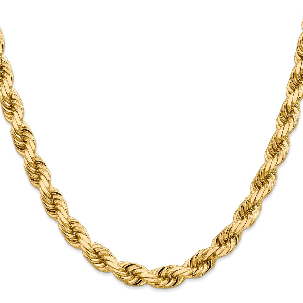 14k Yellow Gold 26 inch 8mm Diamond-cut Rope with Fancy Lobster Clasp Chain Necklace