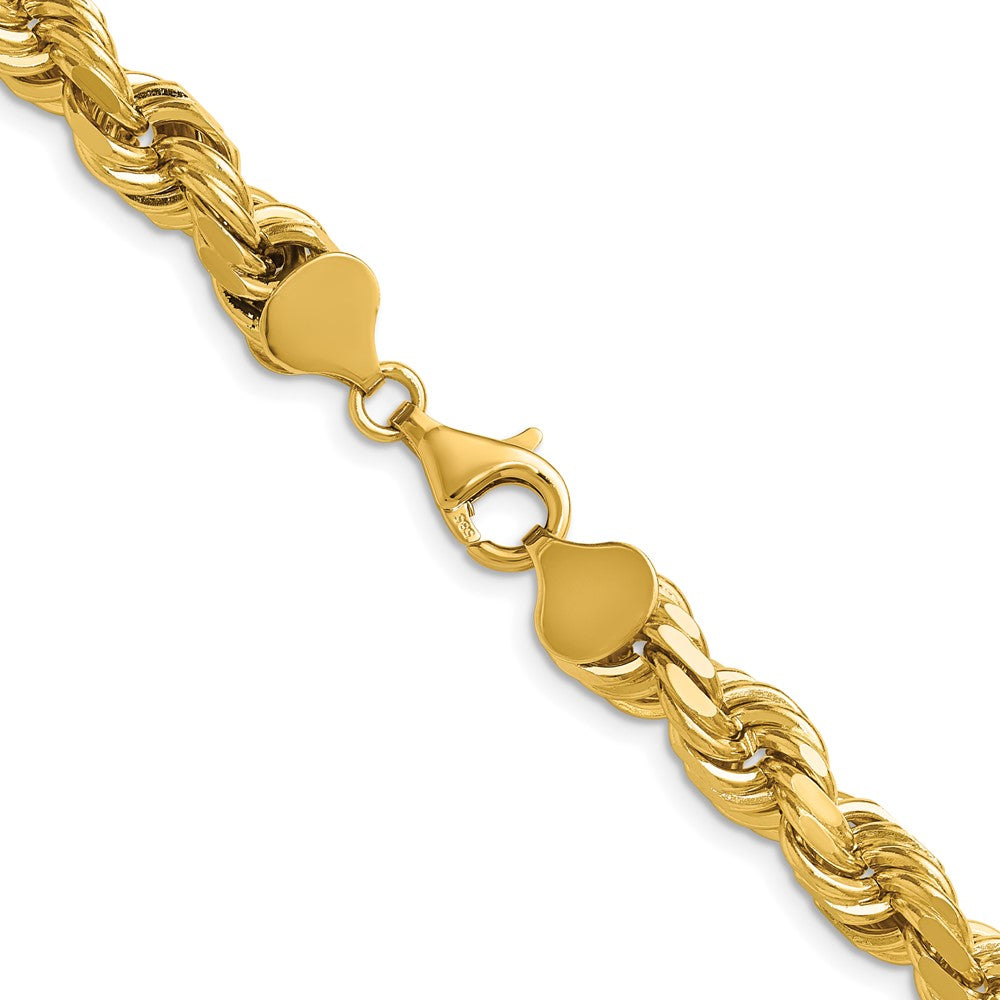 14k Yellow Gold 26 inch 8mm Diamond-cut Rope with Fancy Lobster Clasp Chain Necklace