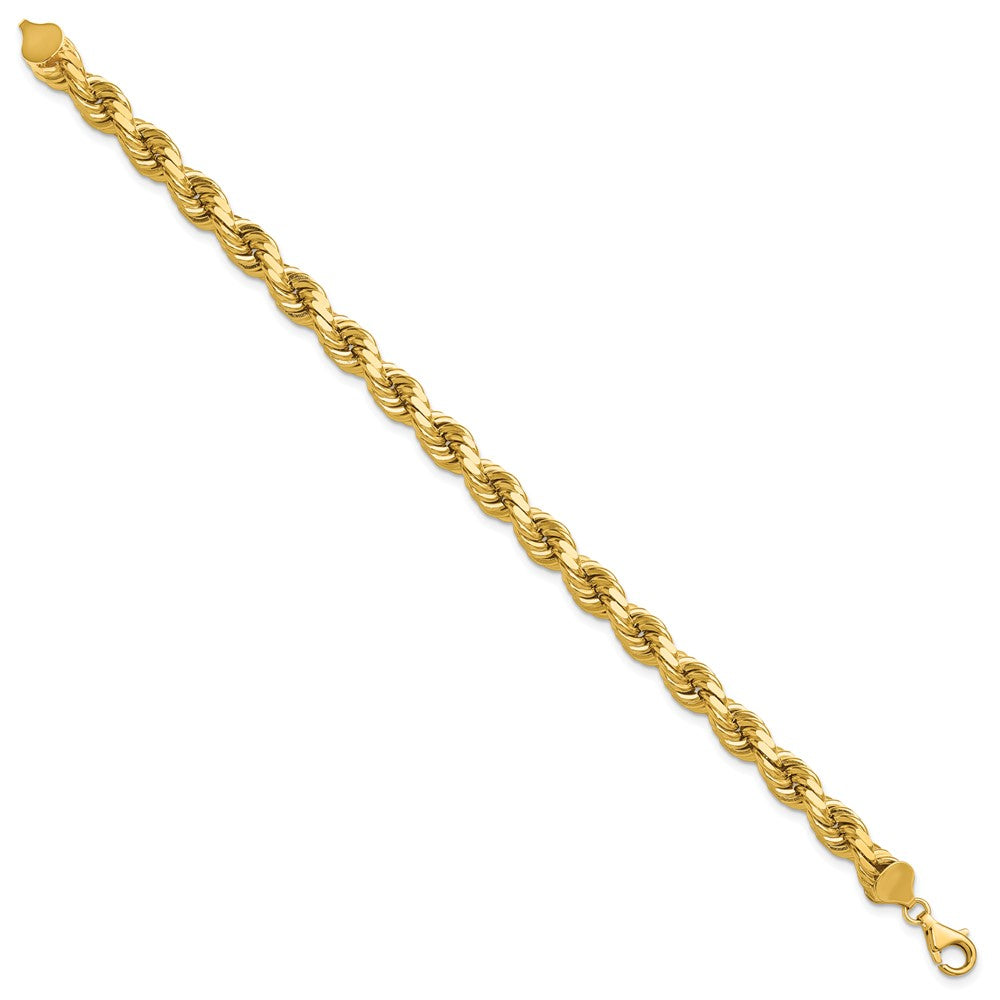 14k Yellow Gold 9 inch 8mm Diamond-cut Rope with Fancy Lobster Clasp Chain Bracelet