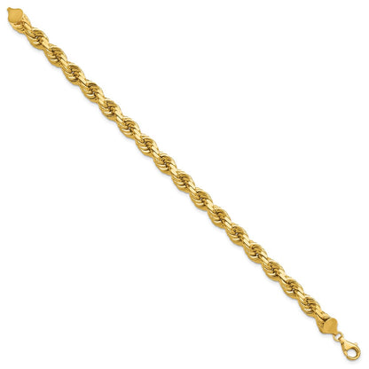 14k Yellow Gold 9 inch 8mm Diamond-cut Rope with Fancy Lobster Clasp Chain Bracelet