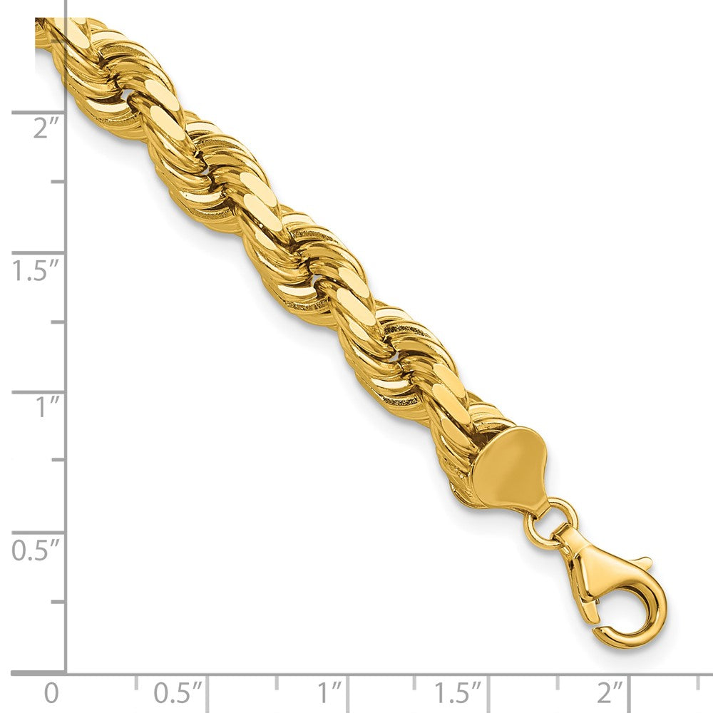 14k Yellow Gold 9 inch 8mm Diamond-cut Rope with Fancy Lobster Clasp Chain Bracelet