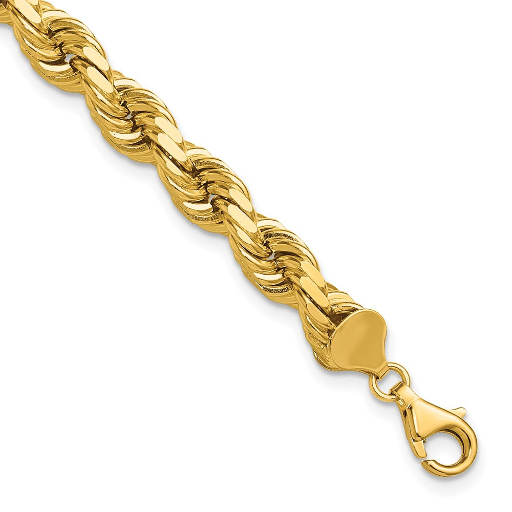 14k Yellow Gold 9 inch 8mm Diamond-cut Rope with Fancy Lobster Clasp Chain Bracelet