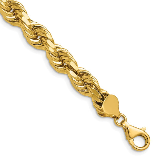 14k Yellow Gold 26 inch 8mm Diamond-cut Rope with Fancy Lobster Clasp Chain Necklace