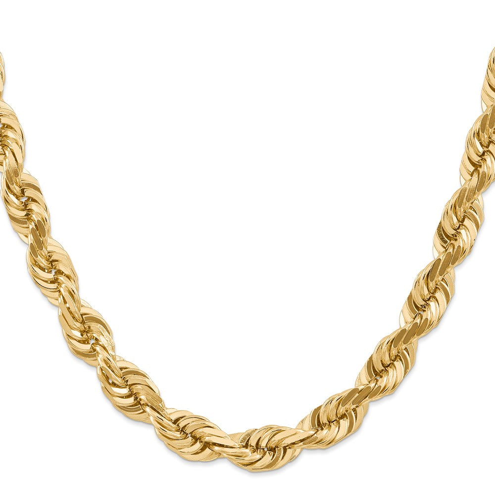 14k Yellow Gold 22 inch 10mm Diamond-cut Rope with Fancy Lobster Clasp Chain Necklace
