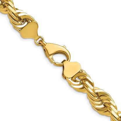 14k Yellow Gold 20 inch 10mm Diamond-cut Rope with Fancy Lobster Clasp Chain Necklace