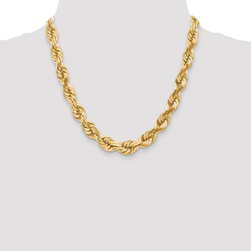 14k Yellow Gold 20 inch 10mm Diamond-cut Rope with Fancy Lobster Clasp Chain Necklace