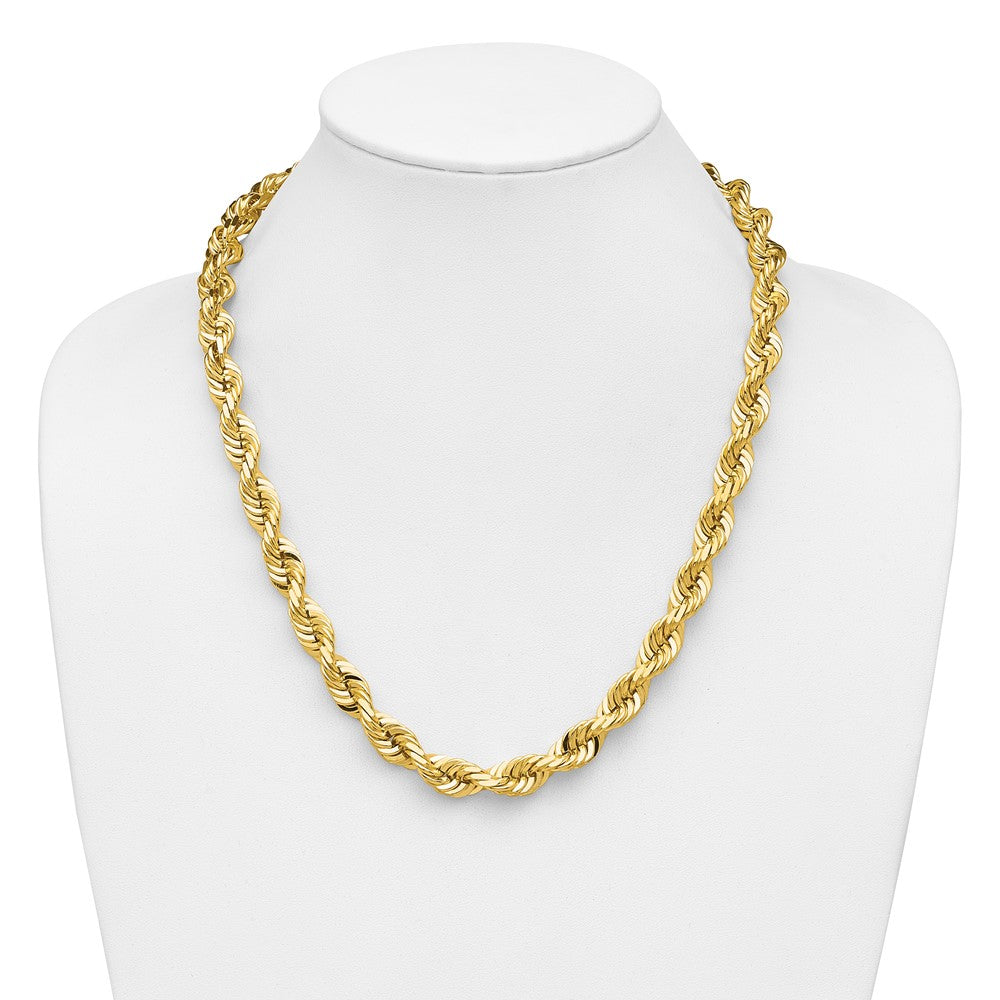 14k Yellow Gold 22 inch 10mm Diamond-cut Rope with Fancy Lobster Clasp Chain Necklace