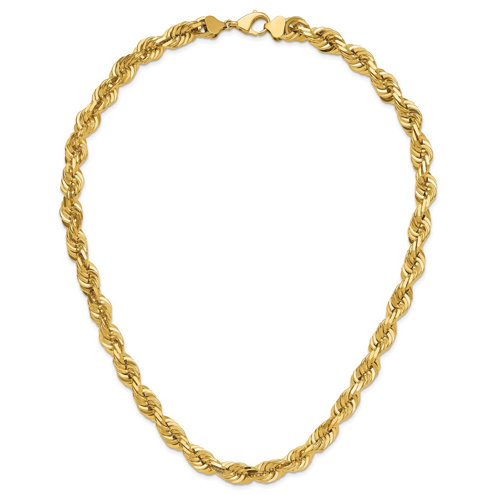 14k Yellow Gold 22 inch 10mm Diamond-cut Rope with Fancy Lobster Clasp Chain Necklace