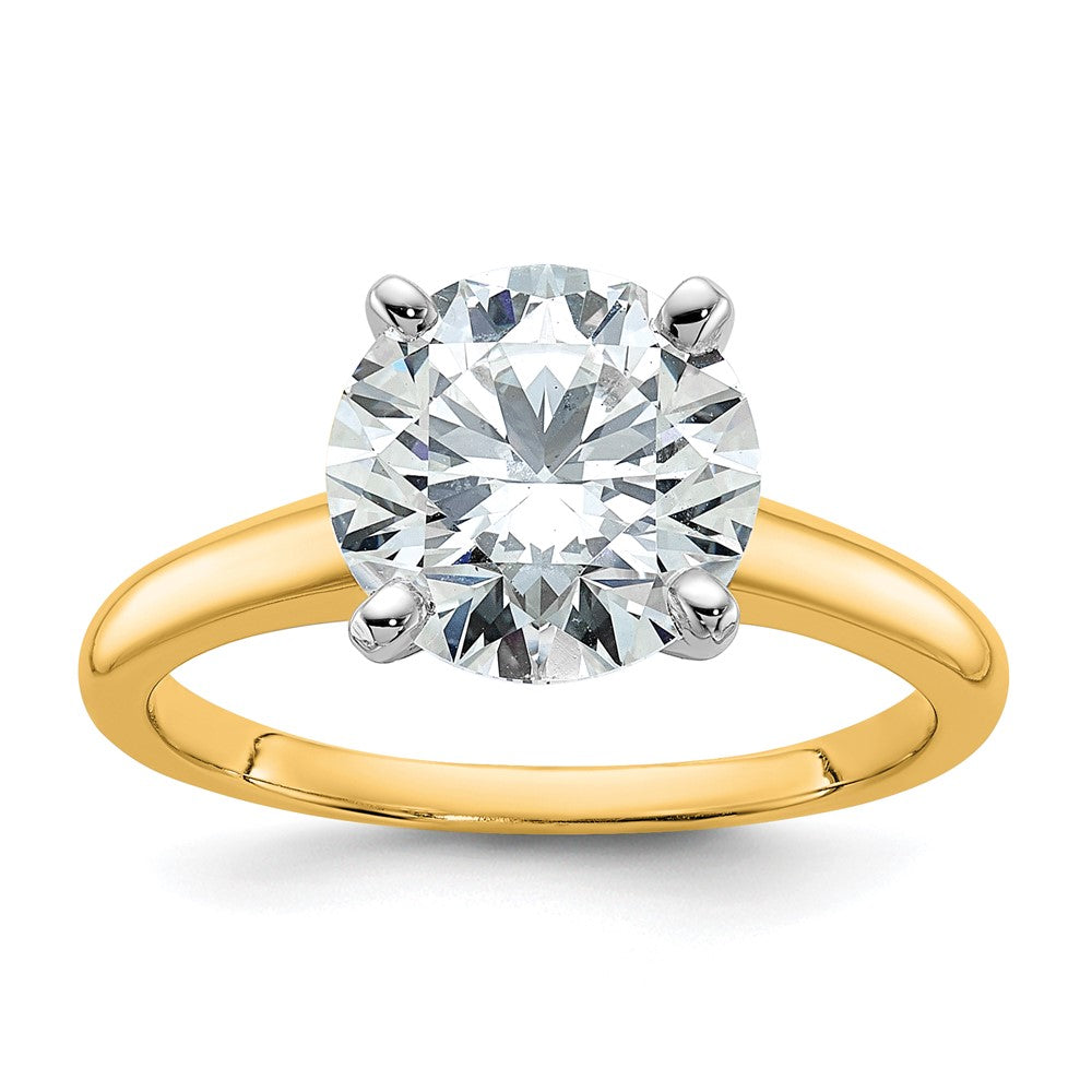 14K Two-Tone Gold 3 carat Certified Lab Grown Diamond VS+ F+ Round Complete Solitaire Engagement Ring