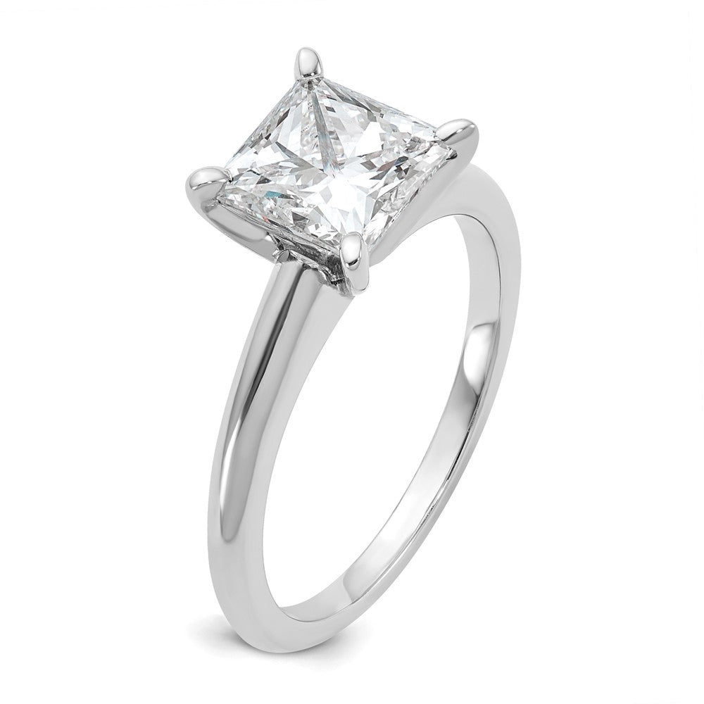 14K White Gold 2 carat Lab Grown Diamond VS+ F+ Princess Complete Solitaire Engagement Ring