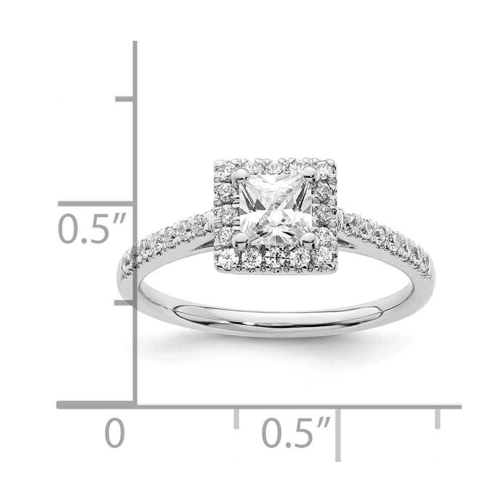 14K White Gold Halo Plus (Holds 1/2 carat (4.5mm) Princess Center) 1/3 carat Diamond Semi-Mount Engagement Ring