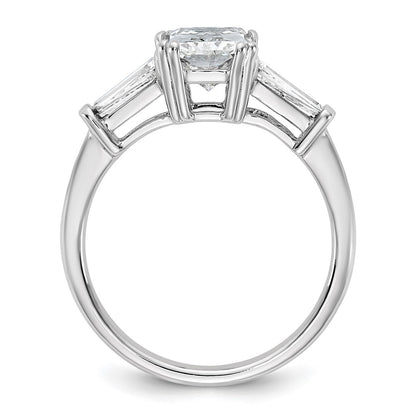 14K White Gold 2 5/8 carat Certified Lab Grown Diamond VS+ F+ Radiant with Tapered Baguette Sides Complete Engagement Ring