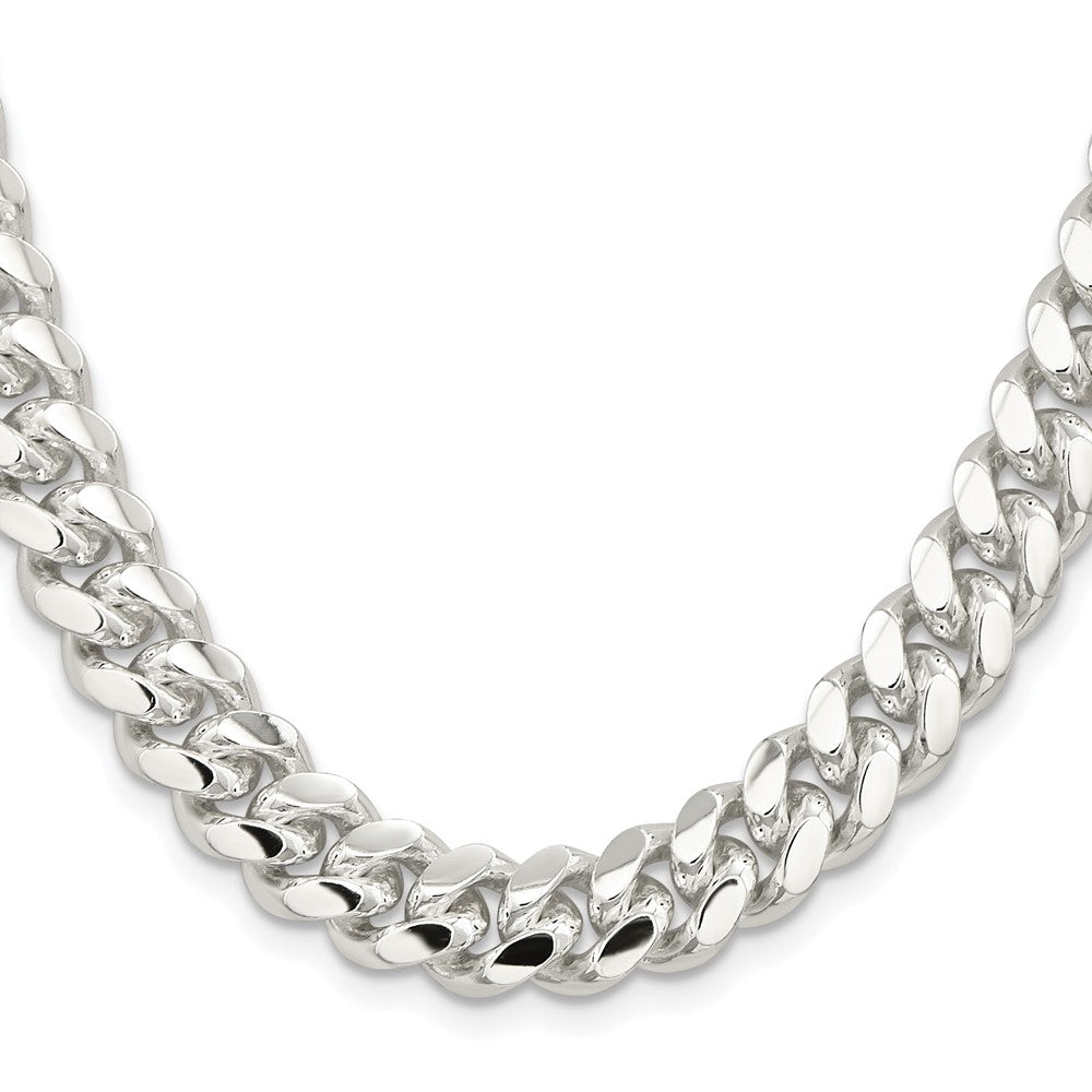 Sterling Silver Rhodium-plated 10.7mm Polished Domed Curb 24 Inch Chain