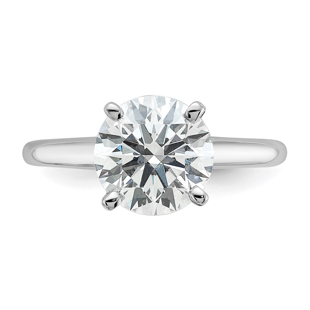 14K White Gold 2 1/2 carat Lab Grown Diamond VS+ F+ Round Complete Solitaire Engagement Ring