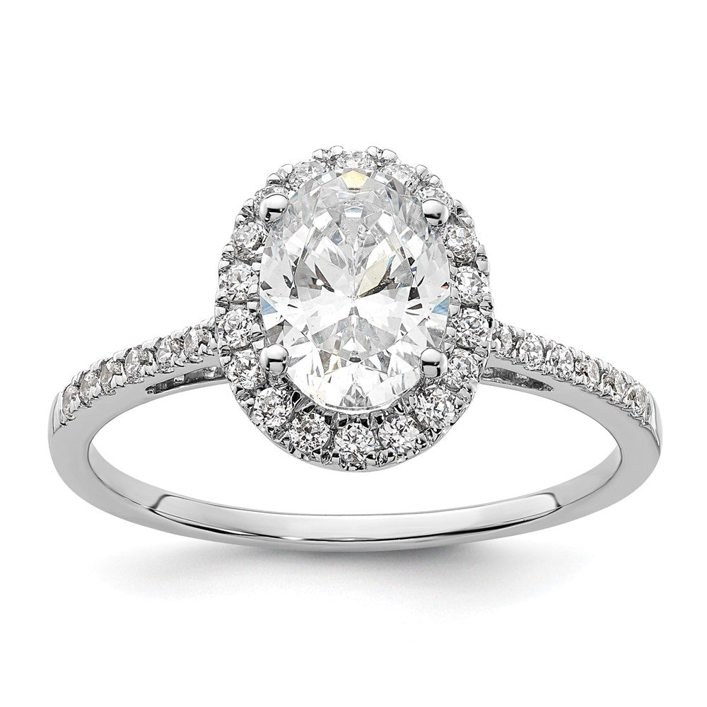 14K White Gold Halo (Holds 1.5 carat (8x6mm) Oval Center) 1/3 carat Diamond Semi-mount Engagement Ring