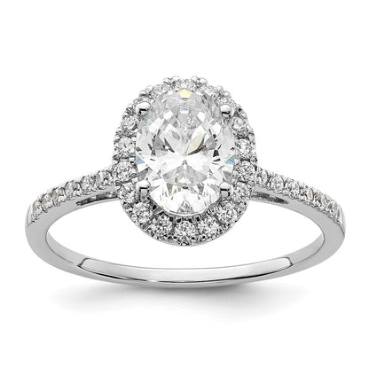 14K White Gold Halo (Holds 1.5 carat (8x6mm) Oval Center) 1/3 carat Diamond Semi-mount Engagement Ring