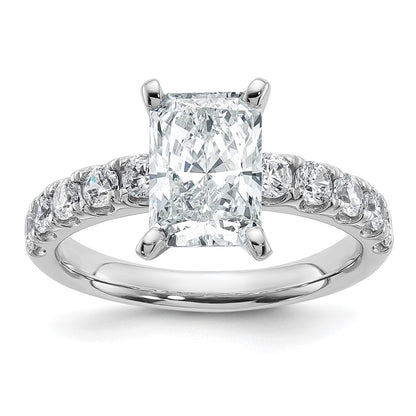 14K White Gold 2 3/4 carat Certified Lab Grown Diamond VS+ F+ Radiant Complete Engagement Ring