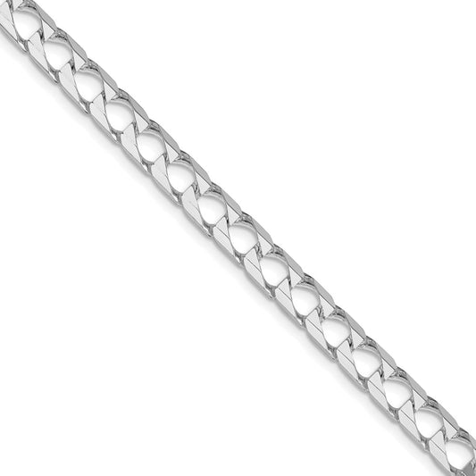 Sterling Silver Rhodium-plated 6.25mm D/C Square Curb 24 Inch Chain