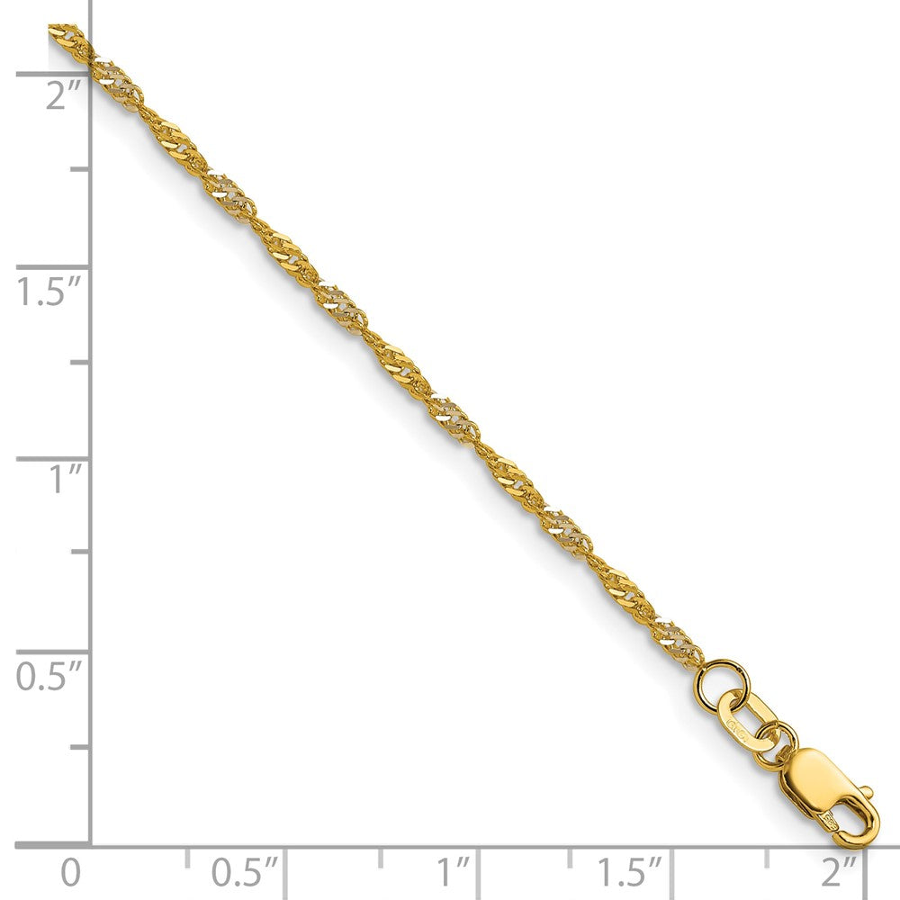 14K Yellow Gold with Rhodium 1.65mm Singapore 16 Inch Chain