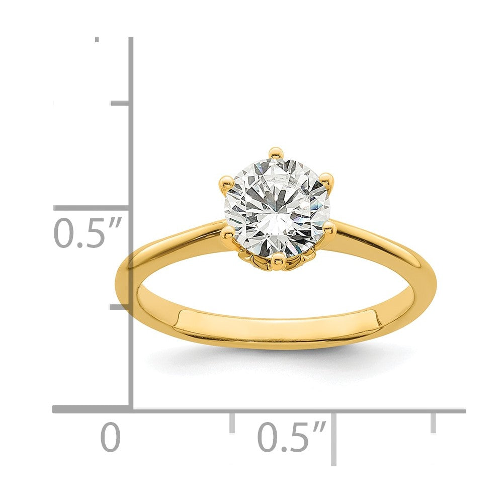 14K Yellow Gold (Holds 1 carat (6.50 mm) Round) 6-Prong with .02 carat Diamond Leaf Design Semi-Mount Engagement Ring
