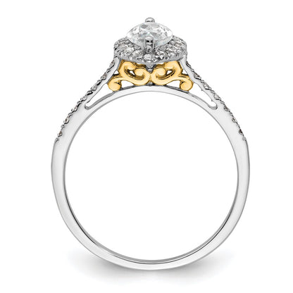 14K Two-Tone Gold Two-tone Halo (Holds 3/4 carat (9.0x4.5mm) Marquise Center) 1/3 carat Diamond Semi-mount Engagement Ring