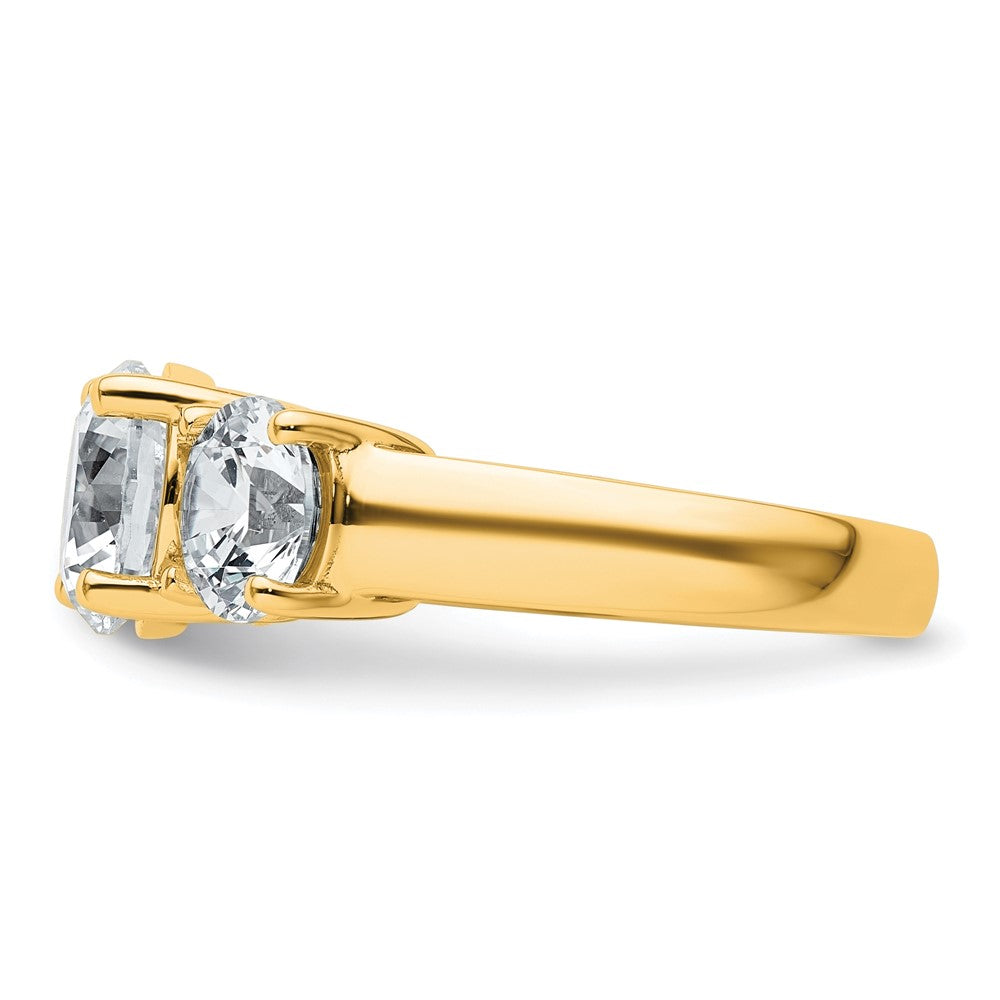 True Origin 14K Yellow Gold 4 carat Lab Grown Diamond VS+ F+ Complete Round Three Stone Ring