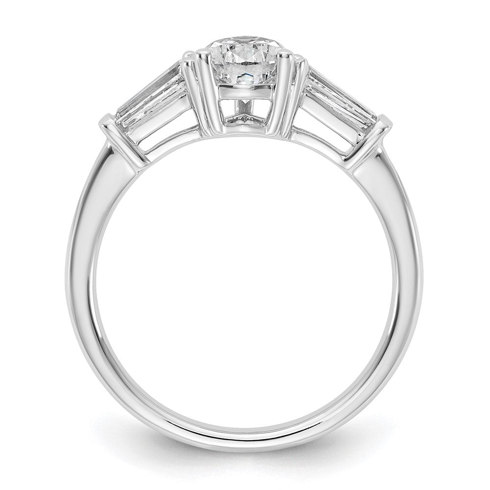 14K White Gold 1 1/2 carat Certified Lab Grown Diamond VS+ F+ Pear and Tapered Baguette Complete Engagement Ring