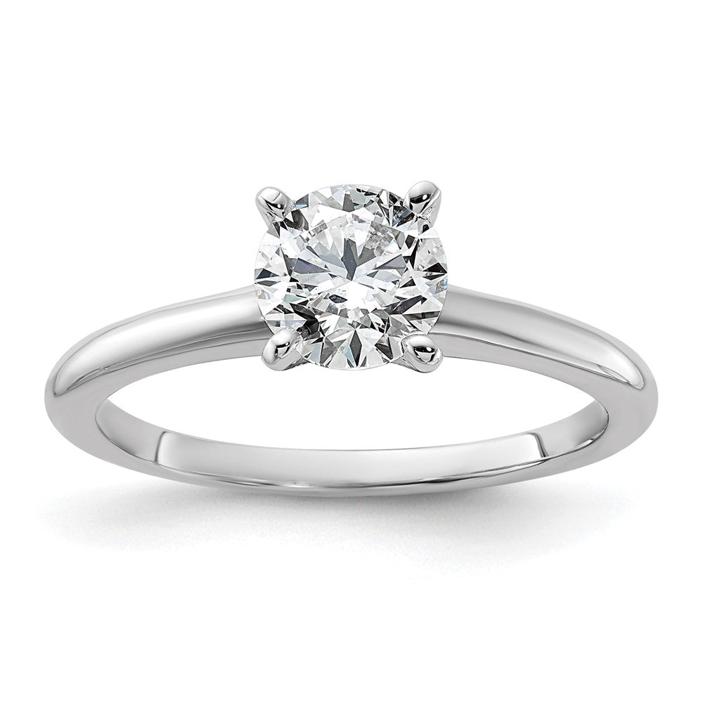 14K White Gold 1 carat Lab Grown Diamond VS+ F+ Round Complete Solitaire Engagement Ring