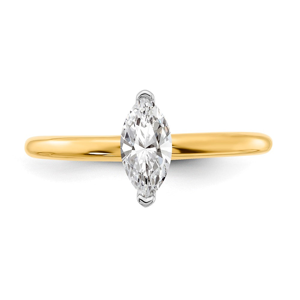 14K Two-Tone Gold Two-tone 1/2 carat Certified Lab Grown Diamond VS+ F+ Marquise Solitaire Complete Engagement Ring