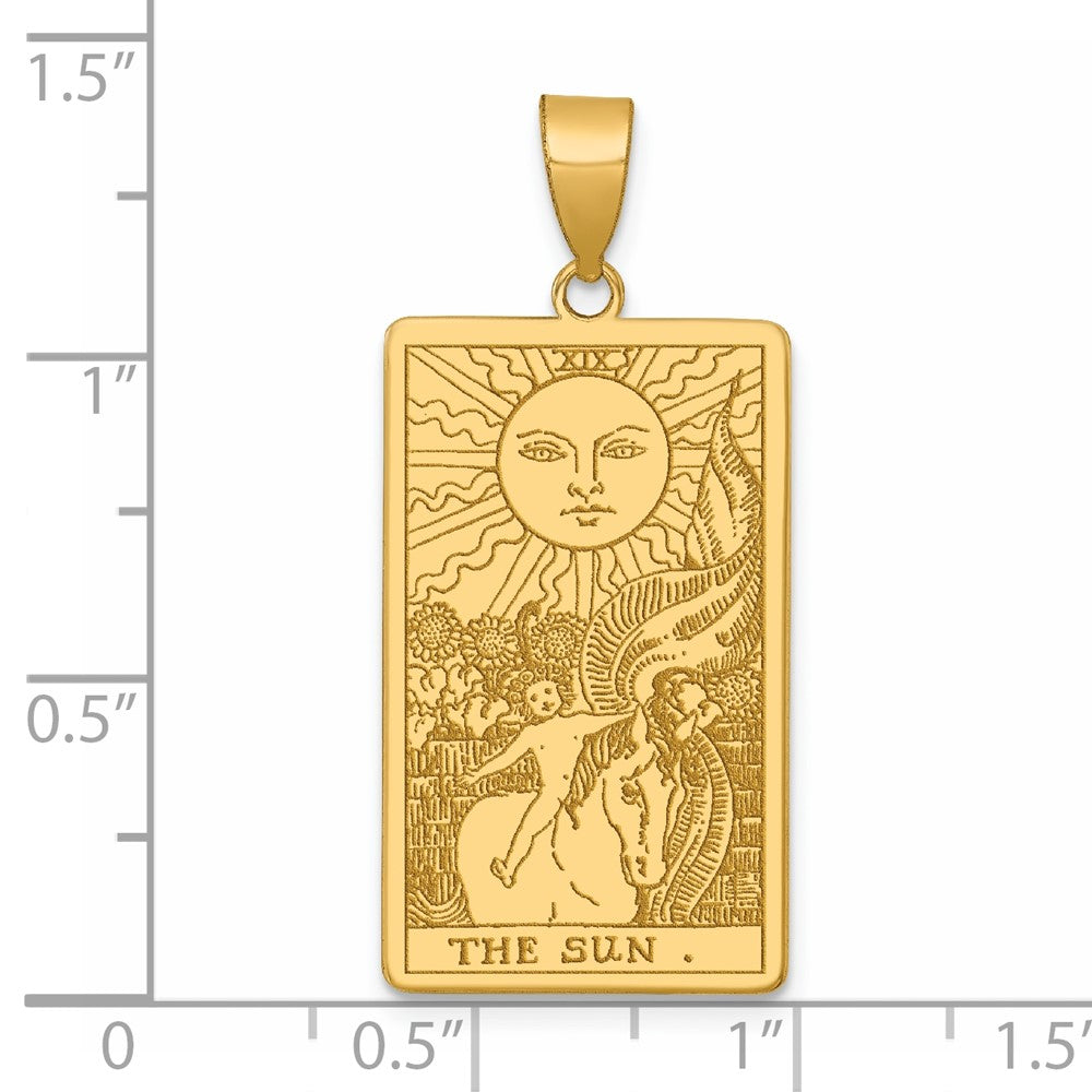 14K Yellow Gold The Sun Tarot Card Pendant