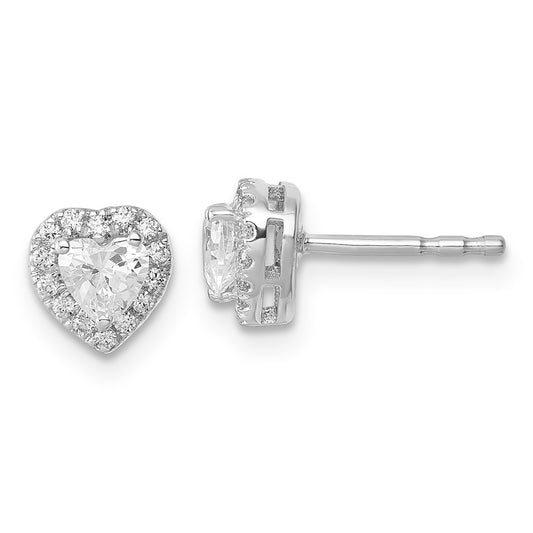 14K White Gold Lab Grown VS/SI+ G+ Diamond Heart Shape Halo Complete Earrings