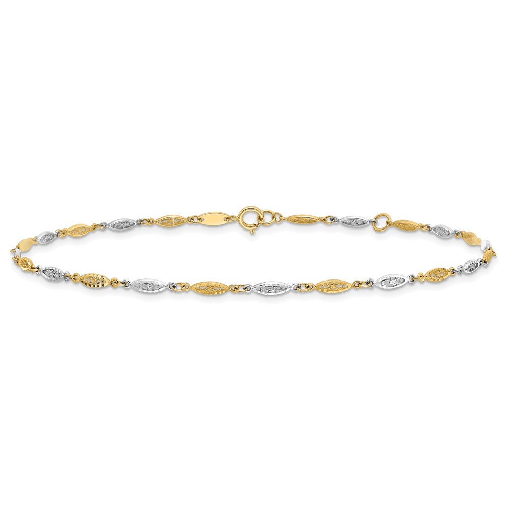 14K Two-Tone Gold Two-tone Diamond-cut Infinity Link 9 Inch Plus 1 Inch Extender - Total 10 Inch Anklet