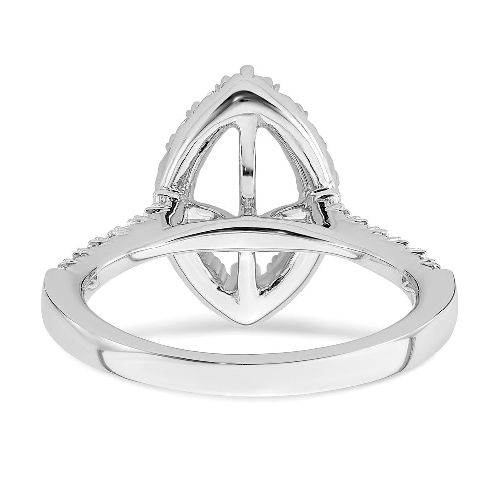 True Origin 14K White Gold 5/8 carat Lab Grown Diamond VS+ F+ Semi-Mount Marquise Halo Engagement Ring