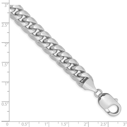 14K White Gold 9.3mm Semi-Solid Miami Cuban 9 Inch Chain