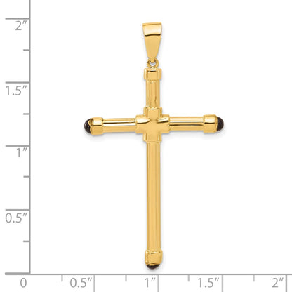 14K Yellow Gold Polished with Black Onyx Cross Pendant