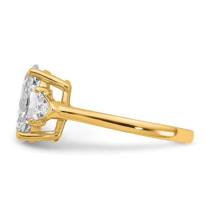 14K Yellow Gold 3 1/8 carat Certified Lab Grown Diamond VS+ F+ Complete Oval and Trillion Three Stone Engagement Ring