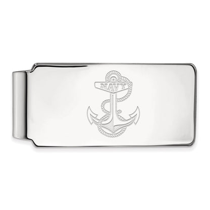 10K White Gold LogoArt US Naval Academy Anchor Money Clip