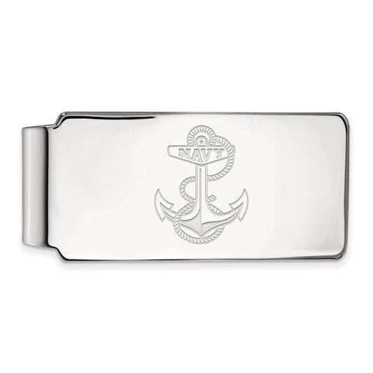 10K White Gold LogoArt US Naval Academy Anchor Money Clip