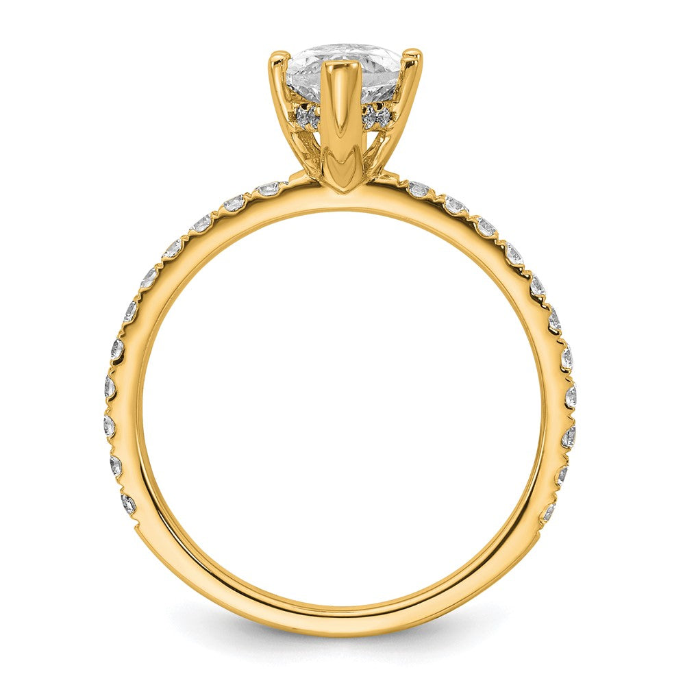 14K Yellow Gold 2 carat Certified Lab Grown Diamond VS+ F+ Marquise Complete Solitaire with Flair Engagement Ring