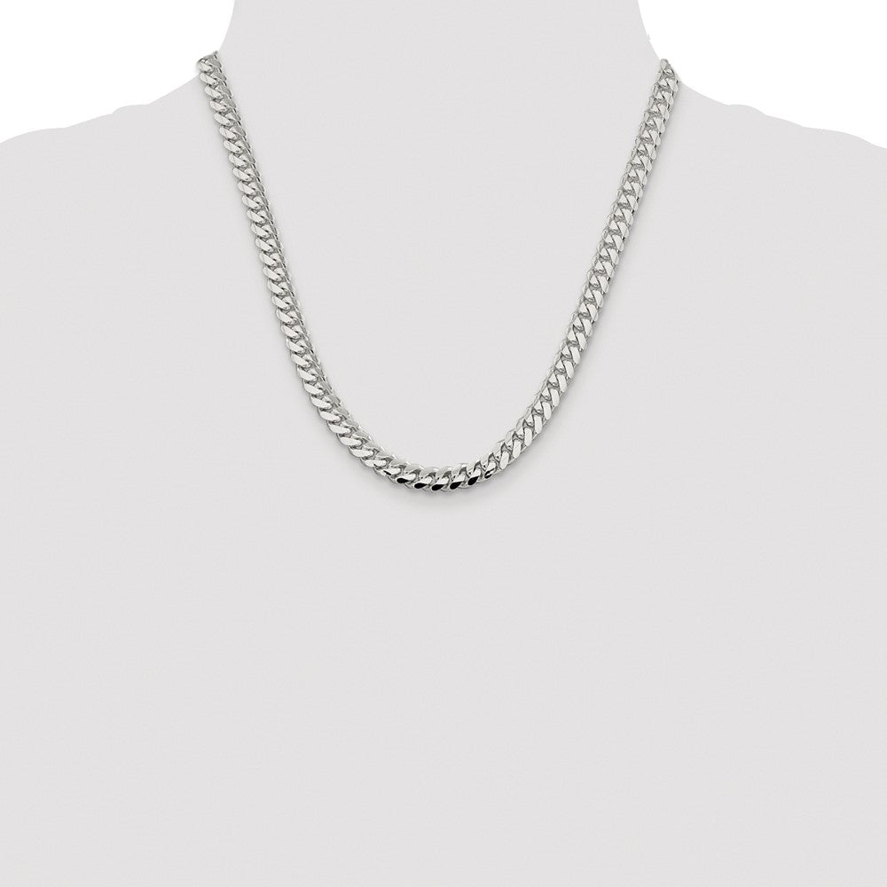 Sterling Silver Rhodium-plated 7.0mm Polished Domed Curb 20 Inch Chain