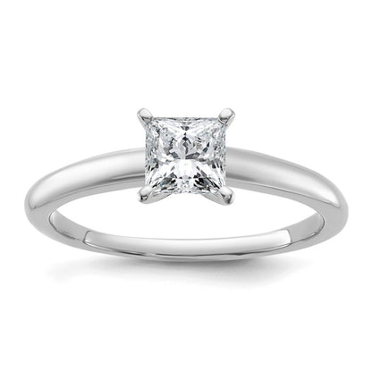 14K White Gold 3/4 carat Lab Grown Diamond VS+ F+ Princess Complete Solitaire Engagement Ring
