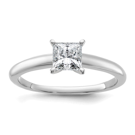 14K White Gold 3/4 carat Lab Grown Diamond VS+ F+ Princess Complete Solitaire Engagement Ring