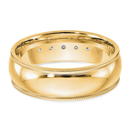 True Origin 14K Yellow Gold Men's 1/2 carat Lab Grown Diamond VS+ F+ Size 10 Complete Miligrain Wedding Band Ring