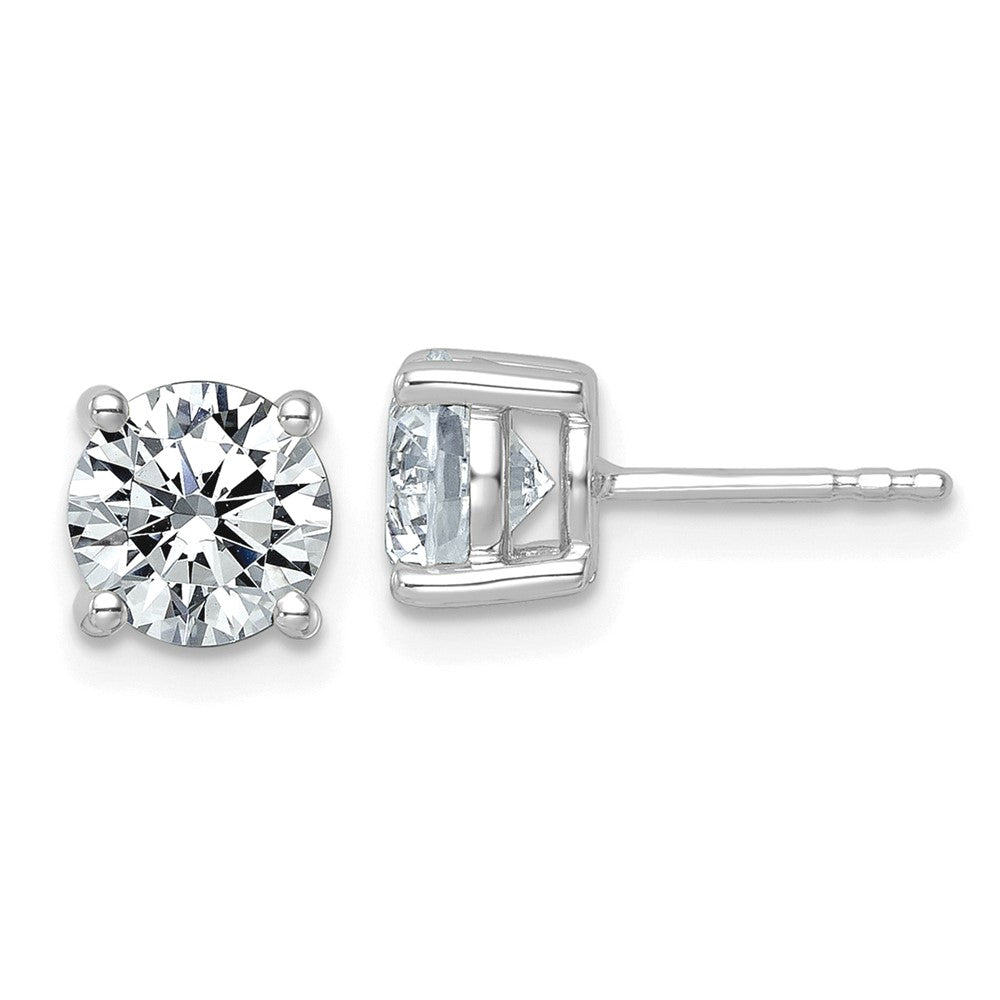 14K White Gold 2 1/2 carat Lab Grown Diamond VS+ F+ Round Complete Four Prong Lightweight Stud Earrings