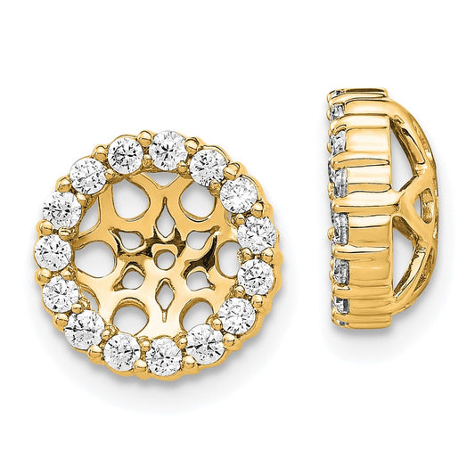 14K Yellow Gold 1/2 carat Diamond Circle Earring Jackets