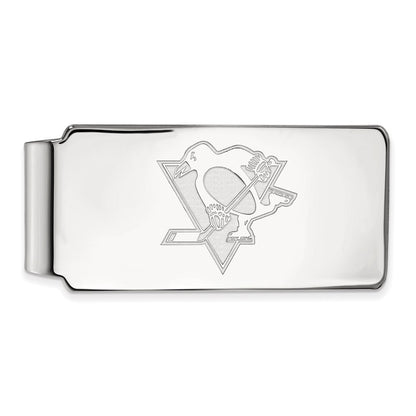 10K White Gold NHL LogoArt Pittsburgh Penguins Money Clip